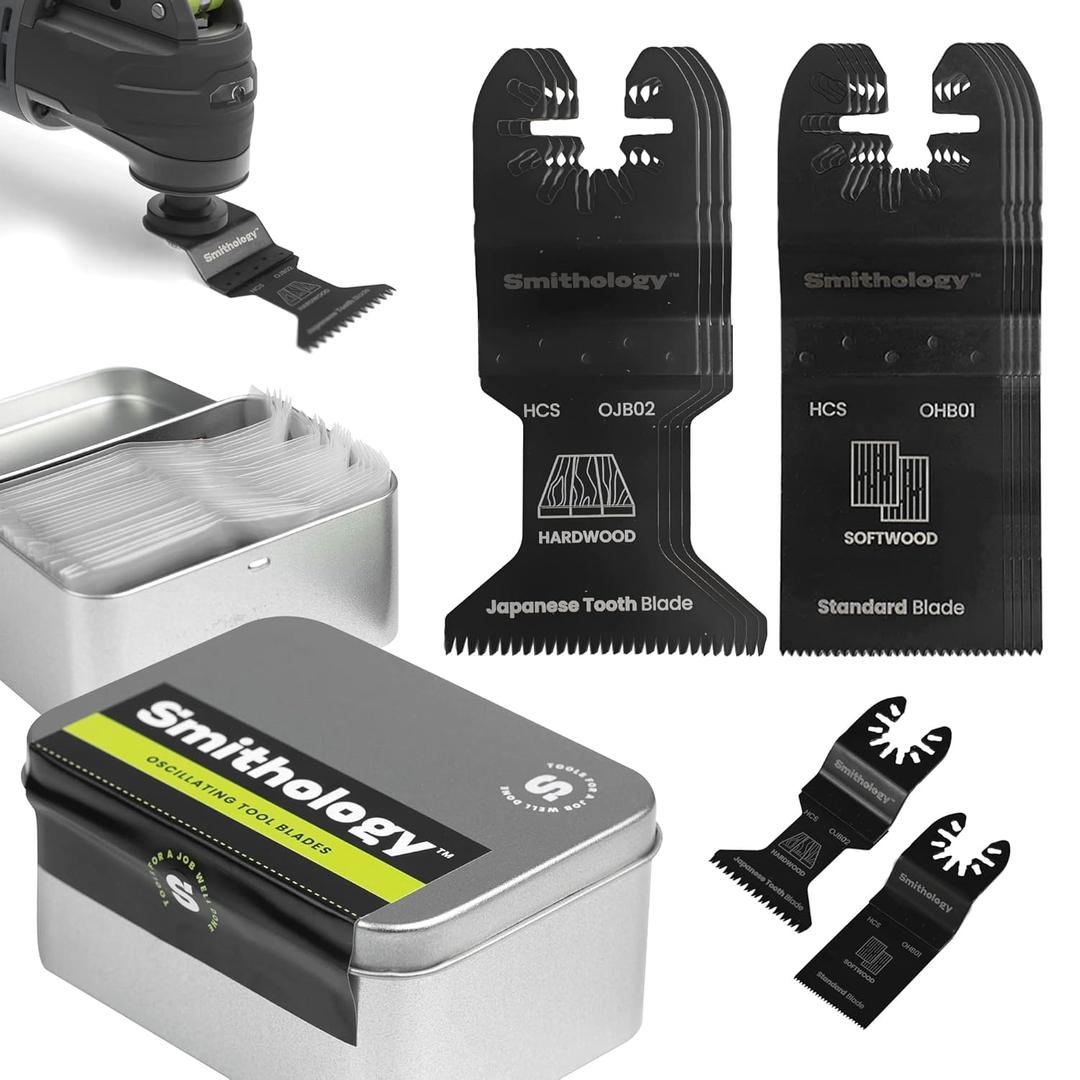 Smithology 24PCS Oscillating Saw Blades - 6 Japanese Tooth & 18 Standard Multi-Tool Blades for Wood, PVC & Plastic | Fits Dewalt, Milwaukee, Ryobi, Makita, Craftsman, Porter Cable, Ridgid, Rockwell