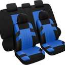 Pariitadin Car Seat Covers Full Set, Washable and Breathable Premium Cloth Automotive Vehicle Seat Cover for Car Interior, Universal Fit for Most Cars, Sedan, Truck, SUV(Black/Blue)