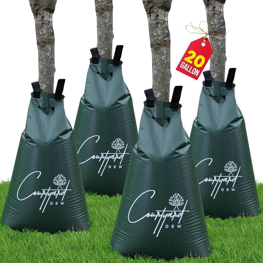 Tree Watering Bag Slow Release 4 Pack 20 Gallon- Heavy Duty Slow Release Watering Bags for Trees, Refillable Tree Bags for Watering, Deep Root Targeting, 24.44 x 26.41 x 0.98 inches