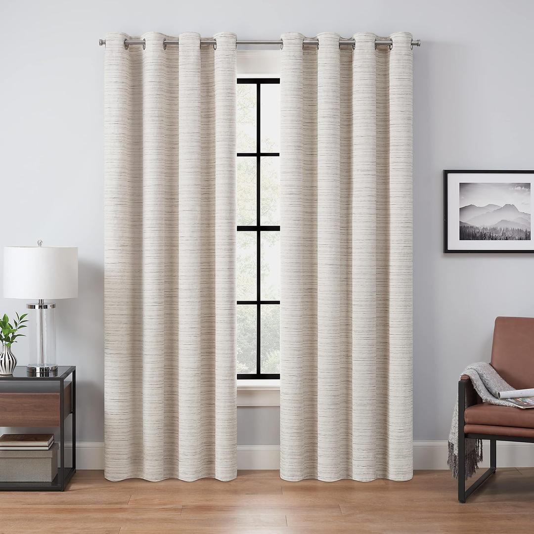 Eclipse Branson Magnitech 100% Blackout Curtain, Grommet Window Curtain Panel, Seamless Magnetic Closure for Bedroom, Living Room or Nursery, 63 in long x 50 in wide, (1 Panel), Ivory