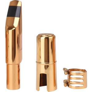 Yibuy Brass Baritone Sax Mouthpiece with Ligature & Cap #6 Golden