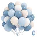 60pcs Dusty Blue Balloons 12inch with Sand White Pastel Blue and White Balloons for Wedding Gender Reveal Baby Bridal Shower Birthday Party Decorations