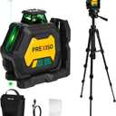 PREXISO 360 Laser Level with Tripod & 2 Plumb Dots - IP54 Rechargeable Point Cross Laser Level Self-Leveling- Lazer Leveler Tool 3 Brightness Settings, Plumb Spot Lazer Level for Construction, Ceiling
