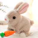 Realistic Bunny Toy - Interactive Plush Rabbit with Sounds and Movements Animated Walking Wiggle Ears Twitch Nose - Easter Gift for Kids (Brown)