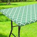 Smiry Rectangle Picnic Table Cover, Waterproof Elastic Fitted Camping Tablecloths for 6 Foot Tables, Wipeable Flannel Backed Vinyl Tablecloth Protector for Indoor, Outdoor (Sage Green, 30x72 Inches)