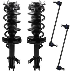 KUIPERAUTO Front Struts Assembly Sway Bars Links Kit Compatible for 2007-2014 Honda CR-V CRV 2.4L 4PCS 272491 272492 K750297 Coil Spring Shock Absorber & Stabilizer Sway Bar