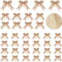 Waydress 36 Pieces Bow Decor, Christmas Tree Bow Ornament, Glitter Ribbon Bowknot for Wreath Garland, Party Crafts Home Decoration, 3 Sizes 4.3 x 4.7, 5.1 x 5.5, 6.3 x 6.7 Inch(Champagne Gold)