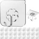 28 Pack Sticky Hooks for Hanging Heavy Duty, Wall Hooks Adhesive, Clear self Adhesive Hooks for Wall, Kitchen, Bathroom, Shower & Ceiling