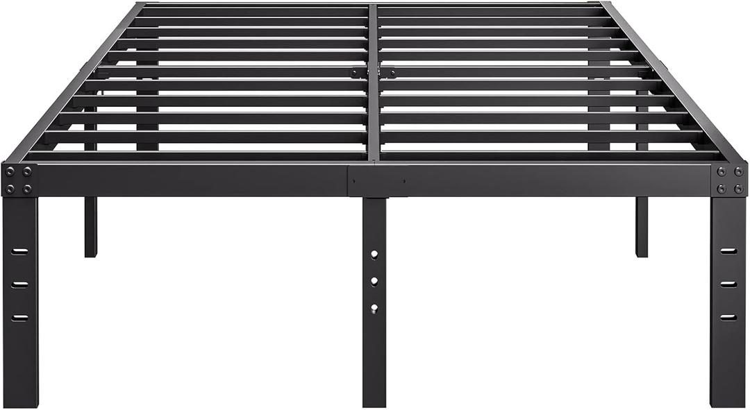 COMASACH 18-Inch Queen-Bed-Frame, Tall Heavy Duty Black Metal Bed Frames No Box-Spring Needed, Easy Assembly, Under Bed Storage, Noise Free Mattress-Foundation Support up to 4000Lbs