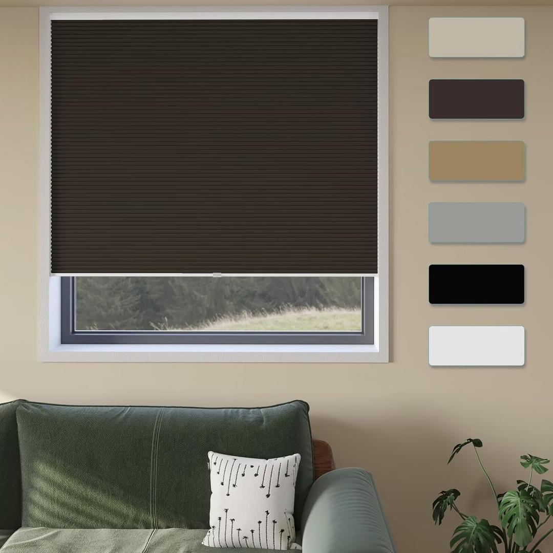 MYshade Cordless Cellular Window Shades No Tools No Drill Blackout Blinds for Indoor Windows Size 20" Wide X 48" Height Taupe Room Darkening Window Blinds for Bedroom, Bathroom, Kitchen, Living Room