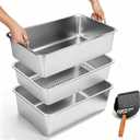 Triple-Tier Stainless Steel Sifting Cat Litter Box, Extra Large 23.6" x 15.7" High Shield Litter Pan with Dual Handles, Non-Stick Easy Clean Cat Box for Large Breeds & Multi-Cat Households
