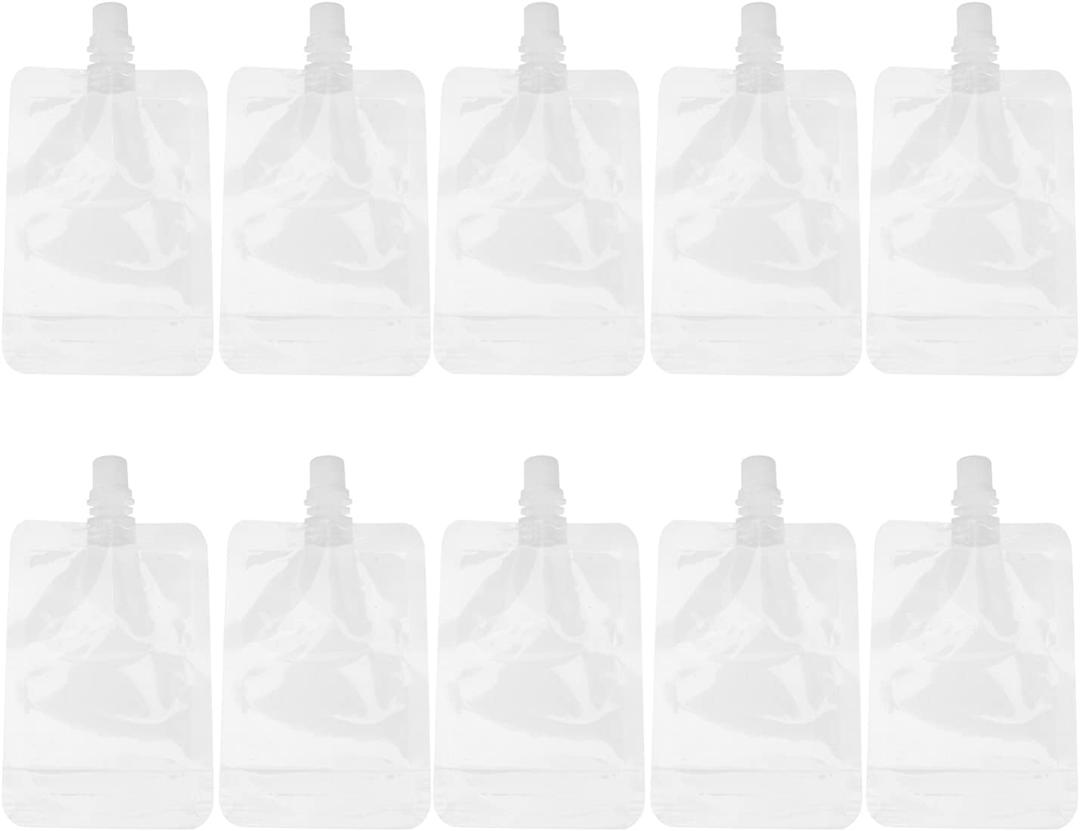 Garneck 100ml Reusable Drinking Pouches Plastic Flasks Leakproof Spout for Outdoor Activities