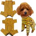 Dogs Recovery Suit Post Surgery Shirt for Puppy, Full Coverage Dog's Bodysuit Wound Protective Surgical Clothes for Small and Medium Pets (Yellow Black Stripe-XL)