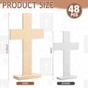 Beeveer 48 Pcs Nativity Wooden Crosses for Baptism, Unfinished for Centerpieces Standing for Crafts Rustic Wood Cross First Communion Baptism Christmas Decorations(Classic)