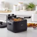 2.1-Qt (2.0L) Electric Deep Fryer with 8-Cup Oil Capacity, Adjustable Temperature Control, Timer, Easy Draining Removable Basket, Viewing Window, 1500W, Black
