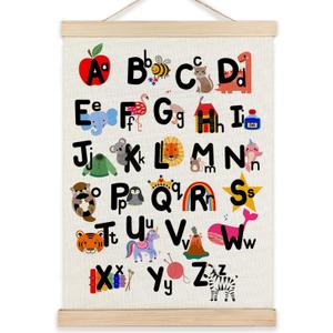 RYYCDOI Alphabet Wall Decor, Alphabet Educational Wall Art Poster, Nursery Wall Decor, ABC Learning Posters Wall Decor for Classroom Toddler Kids Nursery Room Playroom, 12x16 Inches