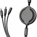 GLOGO 3 in 1 Retractable Charging Cable [3A,3FT] Multi USB Cable Fast Charger Cord for Phone, Samsung, iPad, Tablets, Switch and More (Black)