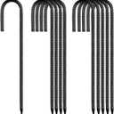 12 Inch Rebar Stakes, J Hook Ground Stakes 10 Pack Black Ground Anchors for Tent Heavy Duty for Plants Anti-Rust Landscape Fabric Artificial Turf
