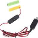 1 Set AA Battery Eliminators Cable 2m USB Power Supply Cable Replace 2pcs 1.5V AA Battery for Electric Flashlight Clock USB to Aa Household Batteries Household Supplies