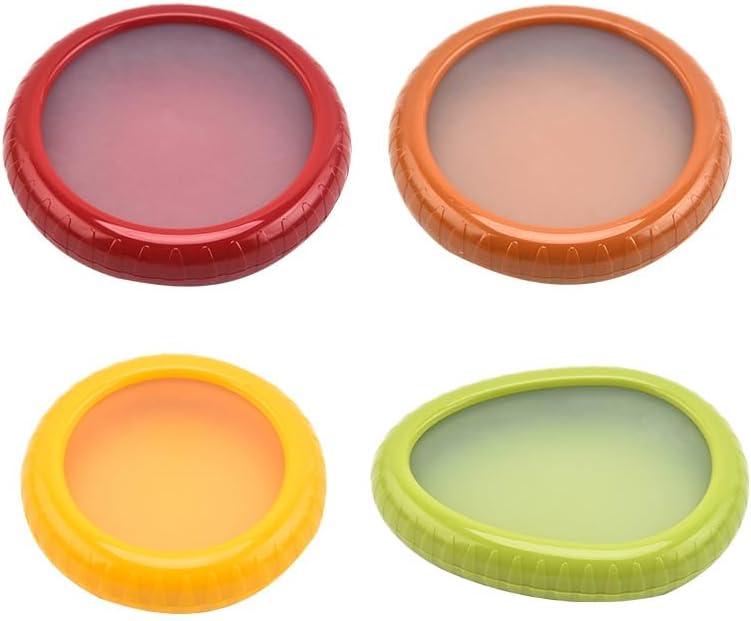 4-Pack Silicone Seal Food Storage Containers with Rotating Lock - Airtight BPA-Free Plastic Base for Fruits, Vegetables & Leftovers(Green,Yellow,Brown,Red)