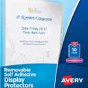 Avery Self-Adhesive Wall and Door Communication Display Protectors, 10 Clear Sleeves (74404)