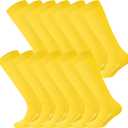 Haysandy 12 Pairs Youth Socks Bulk Soccer Football Softball Baseball Socks for Athletic Girls Kids Youth Adults Team Sport (Large, Yellow)