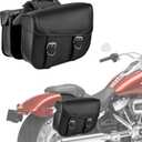 Nomad Leather Motorcycle Saddlebags Large Quick-Easy Universal Fit Throw Over Saddle Bags Cruiser Biker Side Bags (Black)