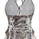 Floerns Women's Gothic Cut Out Lace Up Bodysuit Going Out Halter Neck Rave Body Suits (XS)