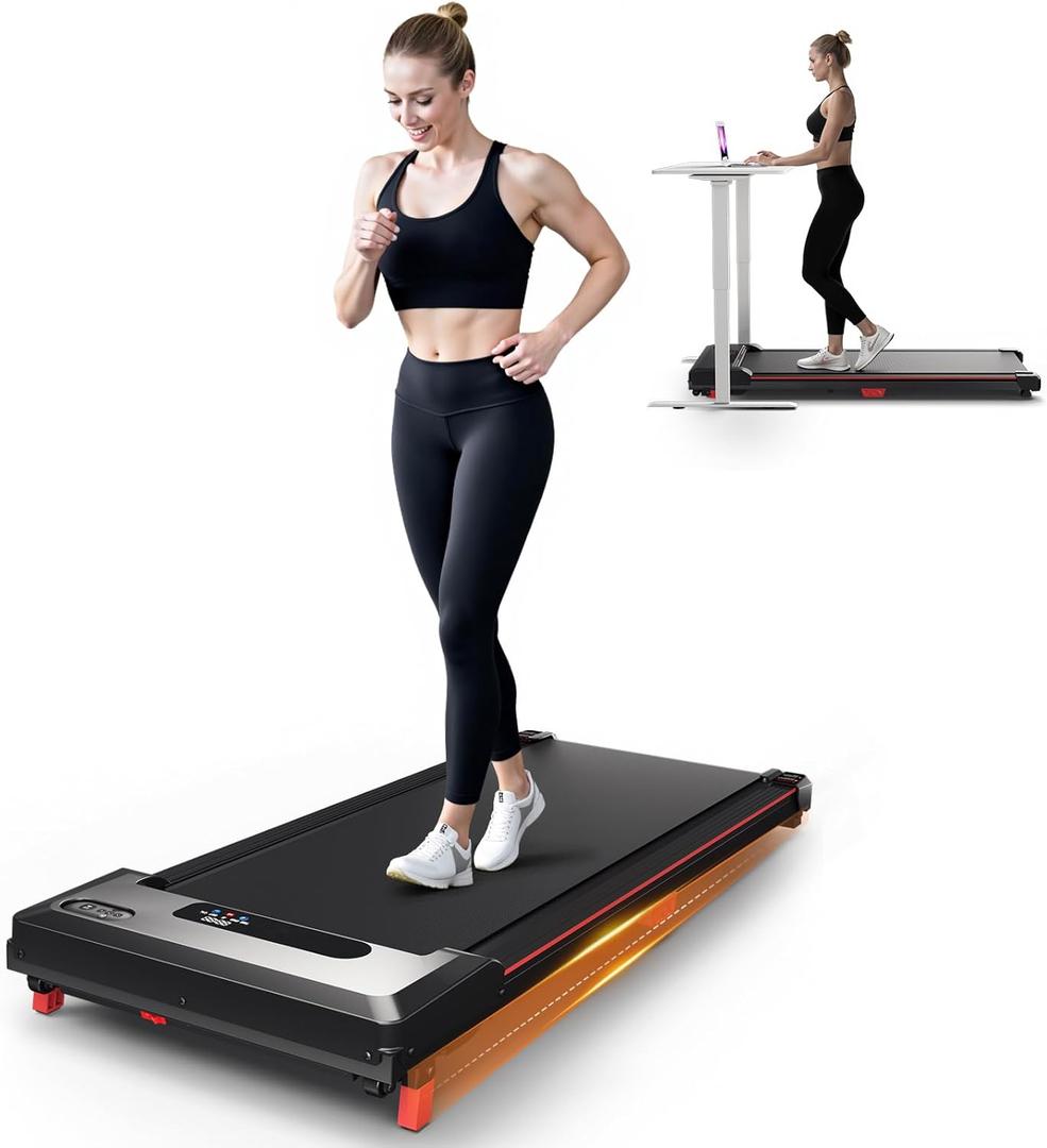 Walking Pad with Incline, Under Desk Treadmill for Home Office, 2.5HP Portable Treadmills with Panel & Remote Control, 4 in 1 Walking Running Machine Manual Incline, Compact Treadmill 265LB Capacity