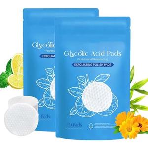 Glycolic Acid Pads 10% Exfoliating Pad for Face,Exfoliating Pads with Salicylic Toner Pad With Acid Aloe Vitamin E Deep Cleaning Effect Peeling Gentle for Sensitive Skin-40, 2 Pcs