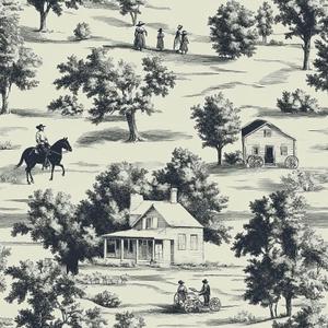Rustic Vintage Town Wallpaper Peel and Stick Self Adhesive Beige Calming Realistic Tree House Horse Contact Paper Removable Waterproof for Bedroom Renter Friendly 17.71"x118.1"