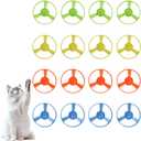 Andiker Cat Fetch Toy, Interactive Kitten Flying Disc Launcher Toy with 5 Colorful Flying Propellers for Cat Enrichment, Flying Saucer Toy for Cats for Training and Chasing (16 pcs)