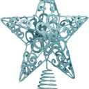 Aneco 10 Inches Christmas Treetop Star Metal Glittered Christmas Tree Topper Xmas Tree Decoration Topper for Christmas Holiday Home Office School Mall Decor, Blue