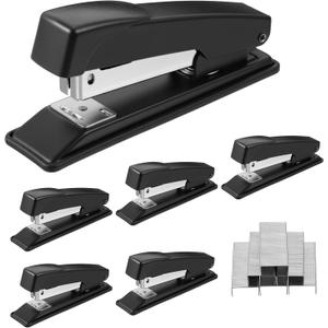 6 Pack Staplers for Desk, 20 Sheet Capacity Heavy Duty Metal Desktop Stapler for Classroom Office Desk Accessories Teacher Supplies (Black)