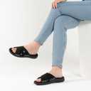 LazyStep Women's Lightweight Adjustable Cross Sandals Slide Slippers with Orthotic Arch Support(2024, Size 8, Matte Black)