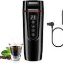 Car Electric Kettle for Travel : FVPE 12V/24V Small Electric Water Kettle, Multi-Temp Control 400 mL Portable Car Water Boiler for Brewing Coffee Tea,LCD Display 304 Stainless Steel Truck Heating Cup (Black)