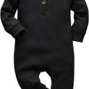 Eghunooy Baby Boy Girl Solid Color One Piece Romper Jumpsuit Outfits Clothes (Newborn, Black)