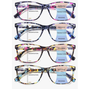 CLASAGA Progressive Multifocus Reading Glasses for Women, Pattern Print Blue Light Block Stylish Ladies Computer Readers