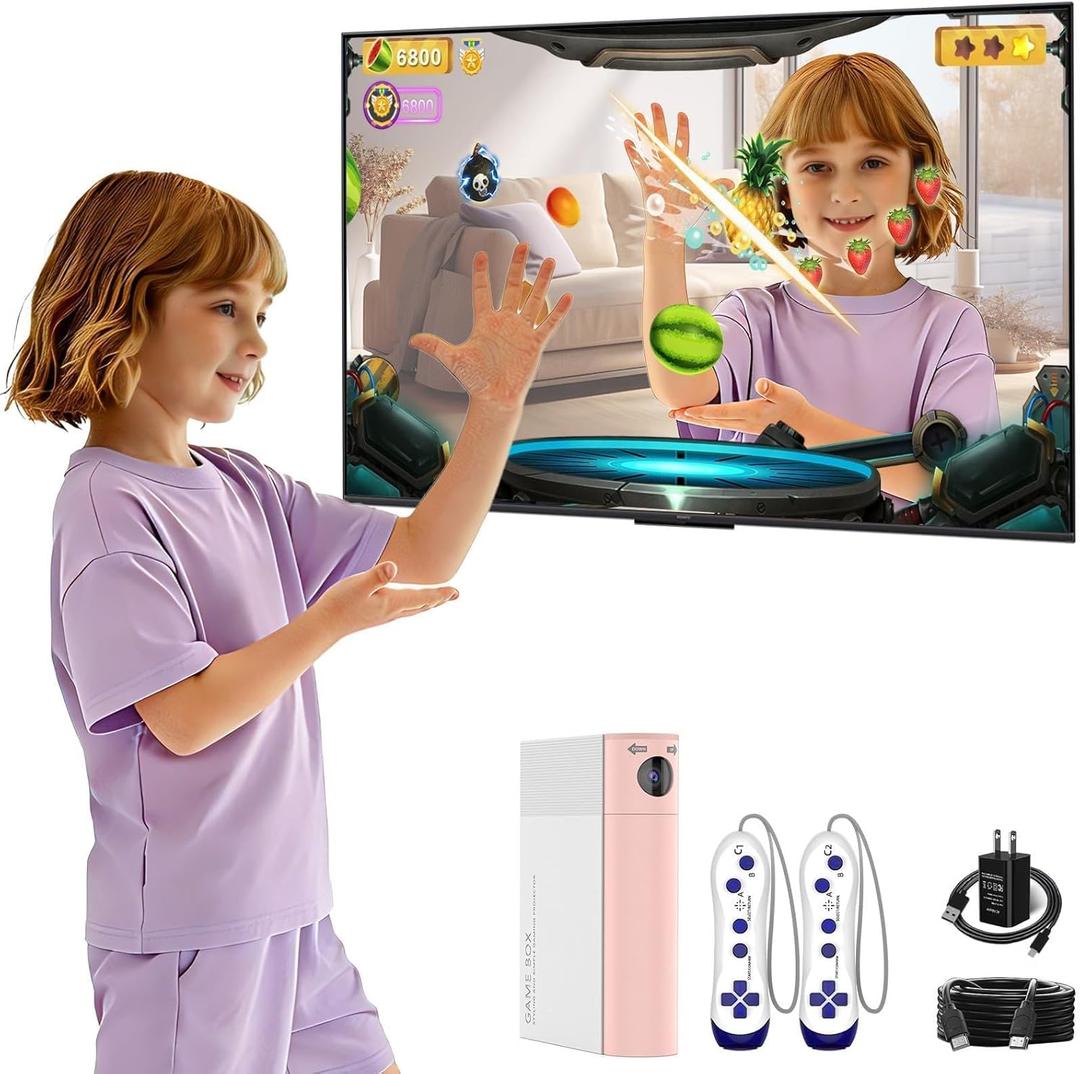 Interactive AR Sports Game Console, 21-in-1 Motion Sensing Video Games for Kids Ages 6-12 Boys Girls