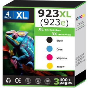 923e 923XL Ink Cartridges Replacement for HP 923e Ink Cartridges Combo Pack, Compatible with HP Printer OfficeJet Pro 8125e 8130e 9120e 9125e, 923 Black and 923 Colors, Updated with V19.8.1 (4 Pack)