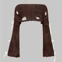 BEAUDRM Women's Crochet Bolero Shrug Bell Sleeve Sweater Whimsical Clothes | Bow, Pullover Top, Distressed Crop Top, Grunge Clothes, Goth Clothes, Concert Outfits (Brown) XS