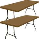 Smiry 2 Pack Rectangle Picnic Table Cloth, Waterproof Elastic Fitted Tablecloths, Washable Polyester Rectangular Patio Table Cover for Camping, Indoor and Outdoor (Brown, 30"x48")