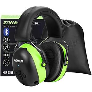 ZOHAN EM037 Bluetooth Hearing Protection,30dB SNR Noise Reduction Ear Protection with 1500mAh Rechargeable Battery,Headphones with 40H playtime for Mowing, Snowblowing, Construction,Workshops
