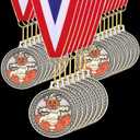 30 Pcs Halloween Award Medal 2 Inches Glitter Scarecrow Medal with Neck Ribbon Pumpkin Scarecrow Award Bulk Metal Halloween Costume Contest Trophy Prizes Gift