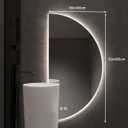 Half Moon LED Bathroom Mirror, Semi Circle Wall Mirror with Anti-Fog, Half Circle Frameless Mirror with Dimmable Brightness for Living Room, Cloakroom, Entryway
