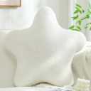 YRXRUS Star Pillows, White Star Shaped Pillow, Mother's Day Decorative Throw Pillow Gifts, Cute Plush Room Decor, Fluffy Faux Rabbit Fur 14"x14"Pillows for Living Bedroom