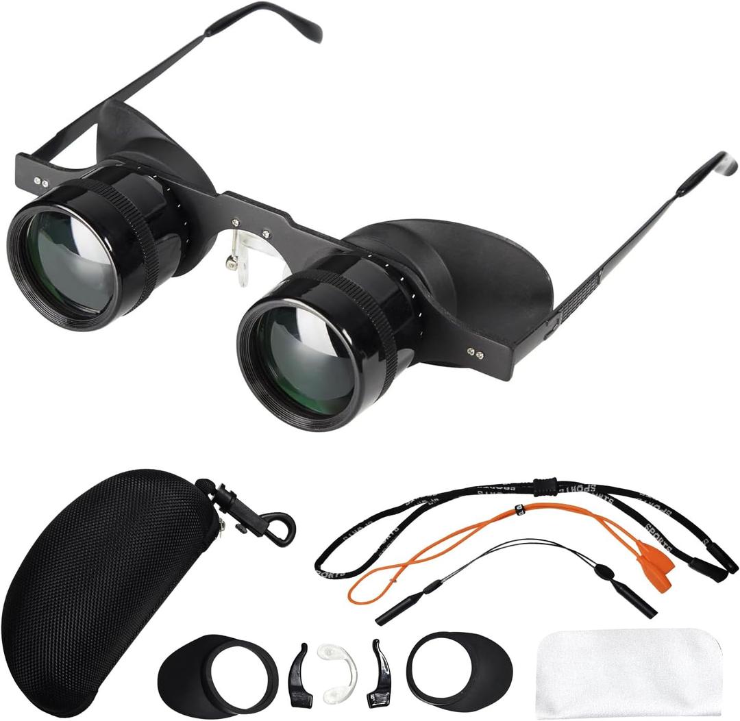 Hands-Free Binocular Glasses for Enhanced Viewing - HD Clarity, Lightweight & Portable, Adjustable Focus, Perfect for Bird Watching, Sports, Concerts, Vision Impairment - User-Friendly