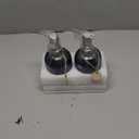 HBlife 2 Pack 16 Oz Refillable Glass Soap Dispenser with 304 Stainless Steel Pump, Vertical Stripe Kitchen Bathroom Dispenser (Blue Grey)