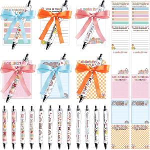 12 Sets Occupational Therapy Gifts OT Appreciation Month Sticky Notes with Pens and Ribbon OT Party Favors Ballpoint Pens Notepads Therapist Gifts for Doctor Nurse Social Worker Assistant Office