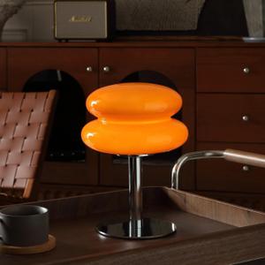 Glivpny Mushroom Lamp Table Lamp for Night Stands,Mid Century Modern Desk Lamps for Bedroom, Vintage Dimmable Bedside Small Cute Lamps, Cool Aesthetic House Warming Gifts New Home Decor (Orange)